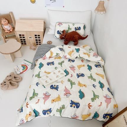 91家纺网 家纺一手货源 找家纺 吉咪兔  2022新款儿童卡通全棉豆豆被 小恐龙