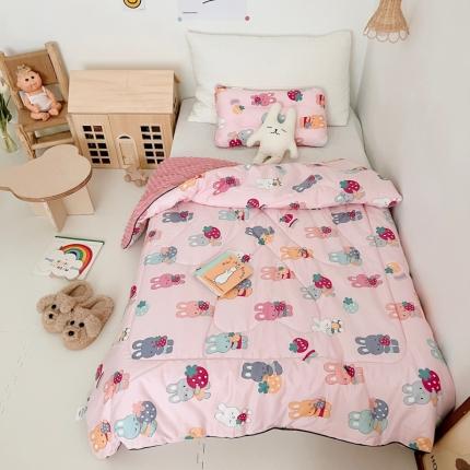 91家纺网 家纺一手货源 找家纺 吉咪兔  2022新款儿童卡通全棉豆豆被 小兔子-粉