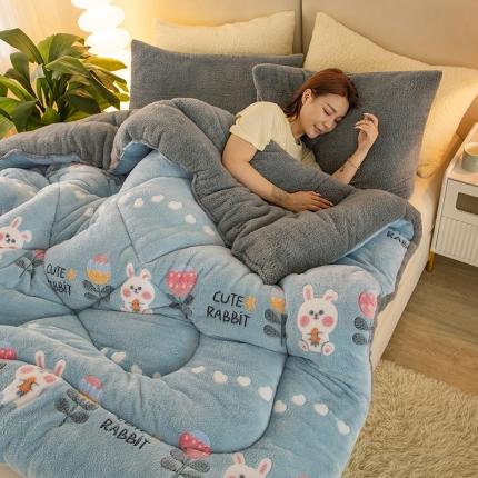 91家纺网 家纺一手货源 找家纺 （总）畅销被业2025新款加厚保暖雪花绒冬被春秋被被子被芯（跨境）