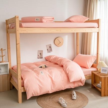 91家纺网 家纺一手货源 找家纺 杜先生 2023新款全棉学生宿舍上下铺色拼系列三件套 初恋粉