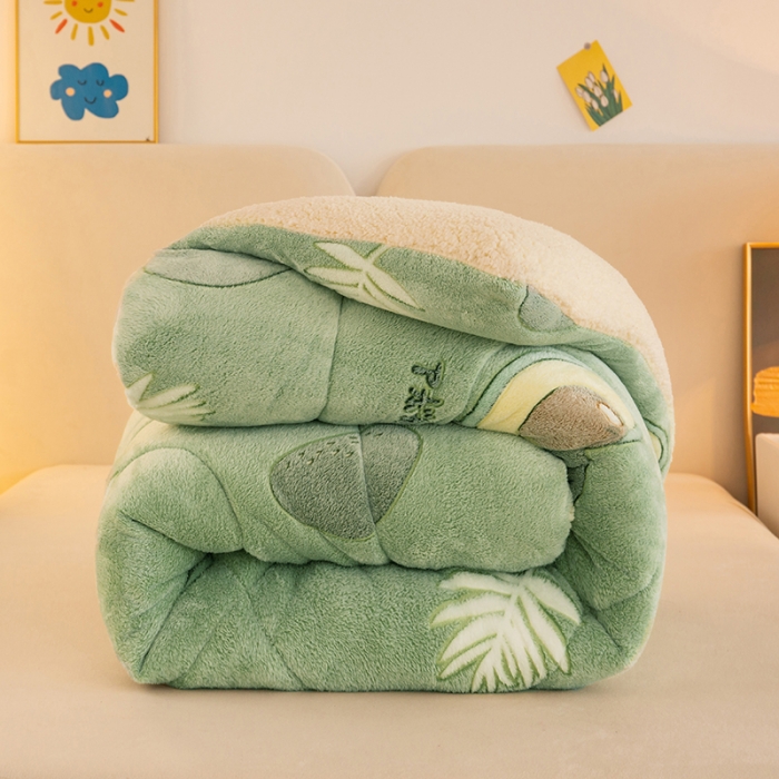 91家纺网 家纺一手货源 找家纺 畅销被业2025新款加厚保暖雪花绒冬被 牛油果