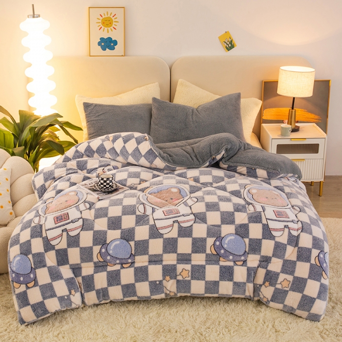 91家纺网 家纺一手货源 找家纺 畅销被业2025新款加厚保暖雪花绒冬被 宇航员