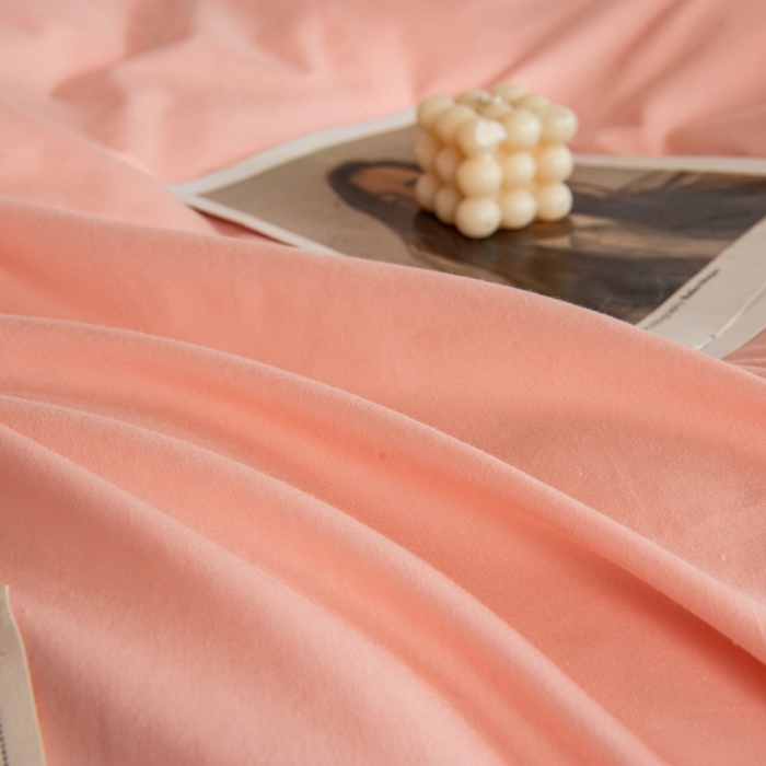 91家纺网 家纺一手货源 找家纺 杜先生 全棉学生宿舍上下铺色拼系列三件套 初恋粉-卡其