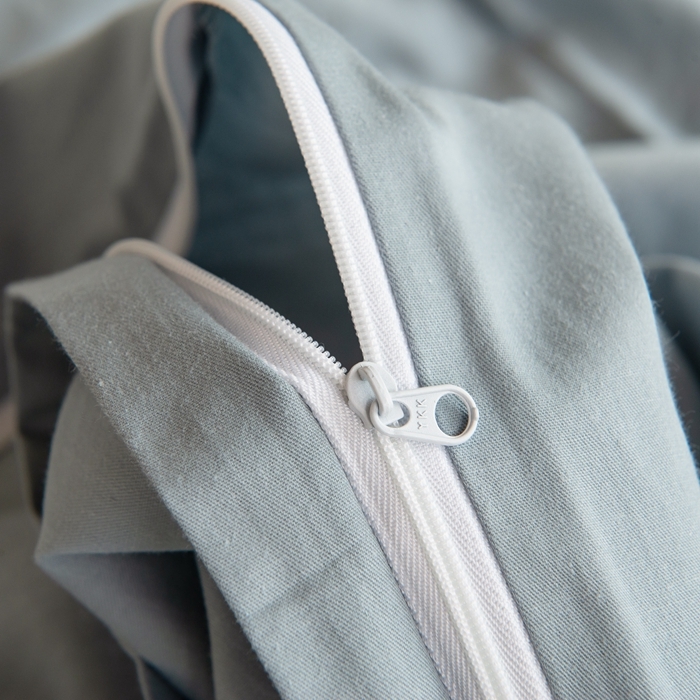 91家纺网 家纺一手货源 找家纺 杜先生 2023新款全棉学生宿舍上下铺色拼系列三件套 海蓝