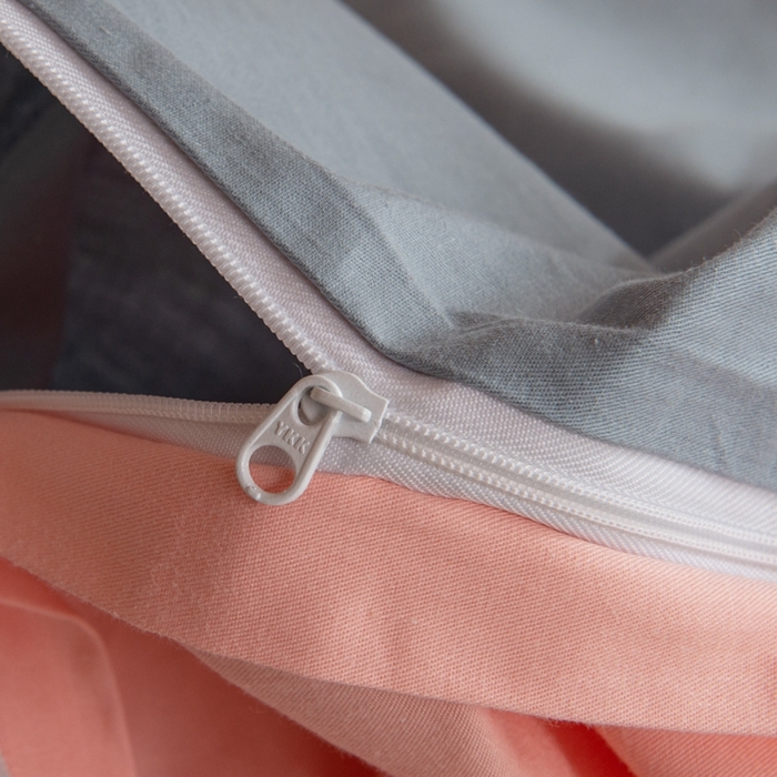 91家纺网 家纺一手货源 找家纺 杜先生 2023新款全棉学生宿舍上下铺色拼系列三件套 海蓝-初恋粉