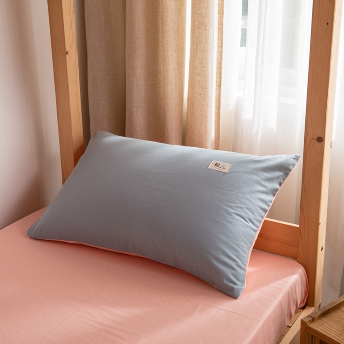 91家纺网 家纺一手货源 找家纺 杜先生 2023新款全棉学生宿舍上下铺色拼系列三件套 海蓝-初恋粉