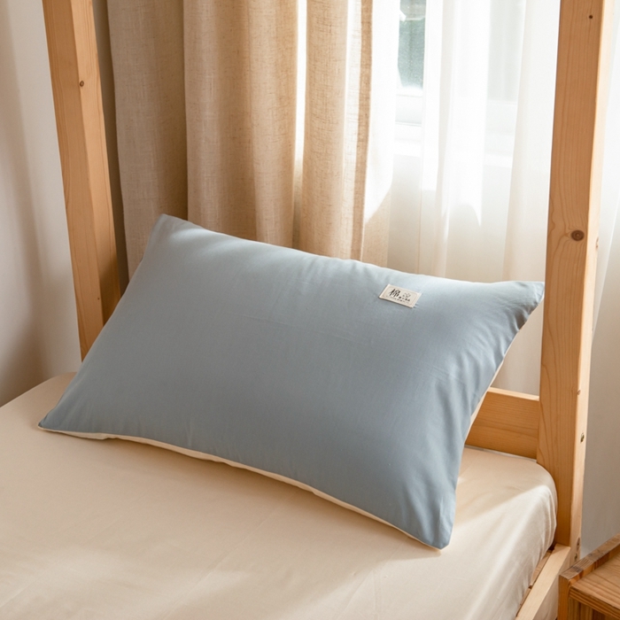 91家纺网 家纺一手货源 找家纺 杜先生 2023新款全棉学生宿舍上下铺色拼系列三件套 海蓝-奶茶