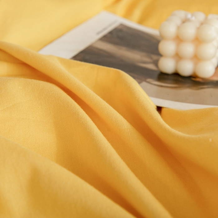 91家纺网 家纺一手货源 找家纺 杜先生 2023新款全棉学生宿舍上下铺色拼系列三件套 姜黄-浅灰