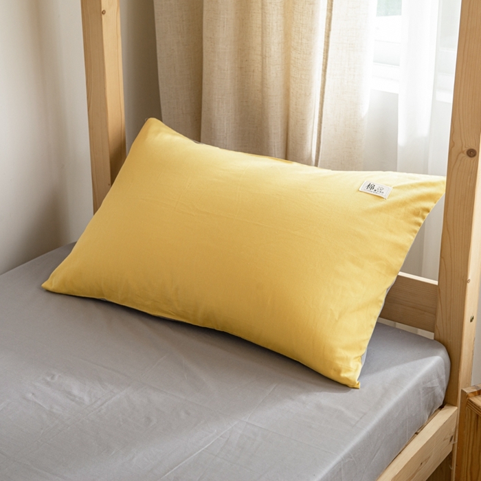 91家纺网 家纺一手货源 找家纺 杜先生 2023新款全棉学生宿舍上下铺色拼系列三件套 姜黄-浅灰