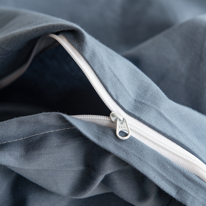 91家纺网 家纺一手货源 找家纺 杜先生 2023新款全棉学生宿舍上下铺色拼系列三件套 牛仔蓝