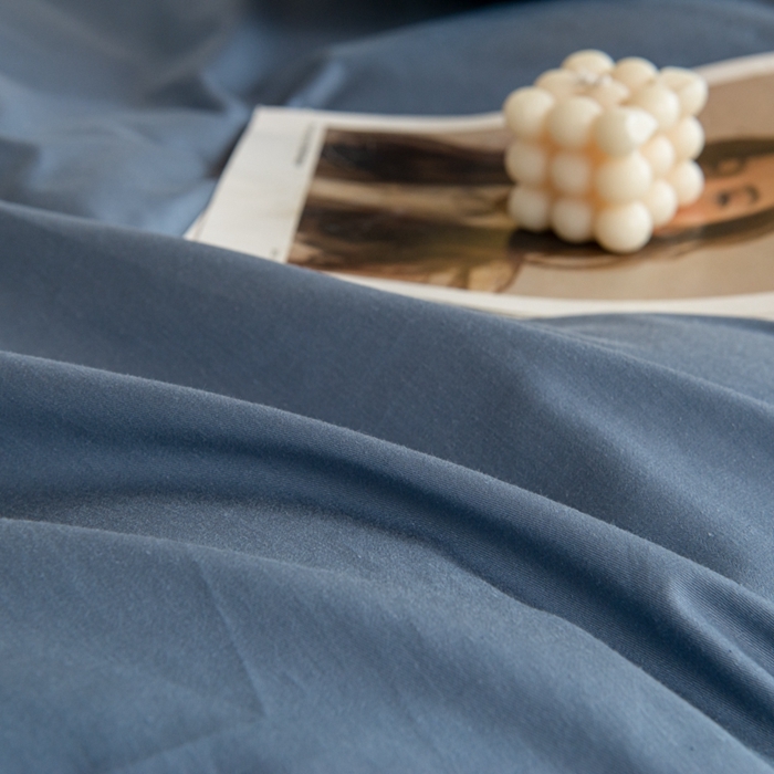 91家纺网 家纺一手货源 找家纺 杜先生 2023新款全棉学生宿舍上下铺色拼系列三件套 牛仔蓝-姜黄