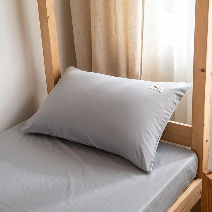 91家纺网 家纺一手货源 找家纺 杜先生 2023新款全棉学生宿舍上下铺色拼系列三件套 浅灰