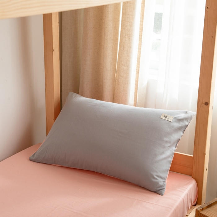 91家纺网 家纺一手货源 找家纺 杜先生 2023新款全棉学生宿舍上下铺色拼系列三件套 浅灰-初恋粉