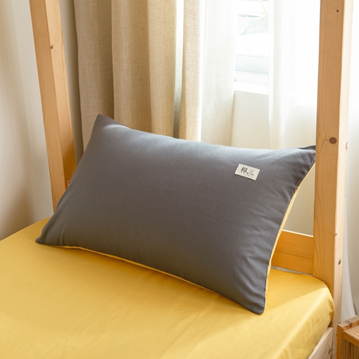 91家纺网 家纺一手货源 找家纺 杜先生 2023新款全棉学生宿舍上下铺色拼系列三件套 深灰-姜黄