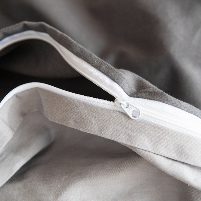 91家纺网 家纺一手货源 找家纺 杜先生 2023新款全棉学生宿舍上下铺色拼系列三件套 深灰-浅灰