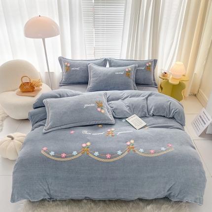 91家纺网 家纺一手货源 找家纺 （总）云锦2022新款肌理纹高克重200克牛奶绒毛巾绣四件套