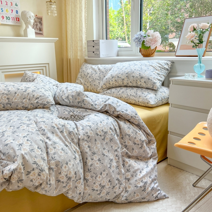 91家纺网 家纺一手货源 找家纺 优彩 2022全棉13372法式田园风情浪漫碎花单被套 记忆