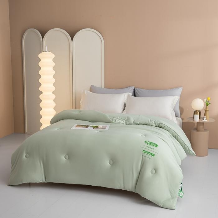 91家纺网 家纺一手货源 找家纺 大彩家居A类针织棉冬被子2022新款春秋被被芯直播被浅绿