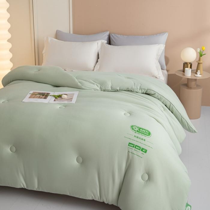 91家纺网 家纺一手货源 找家纺 大彩家居A类针织棉冬被子2022新款春秋被被芯直播被浅绿