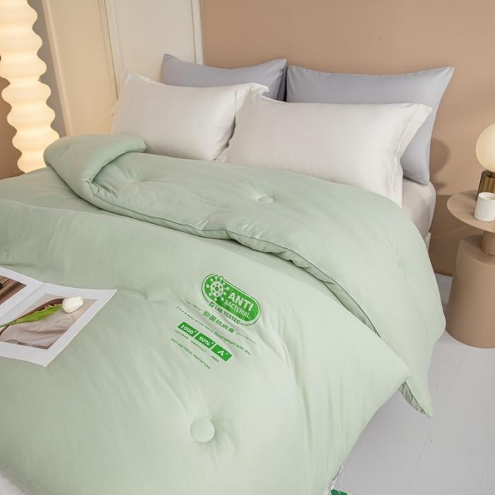 91家纺网 家纺一手货源 找家纺 大彩家居A类针织棉冬被子2022新款春秋被被芯直播被浅绿