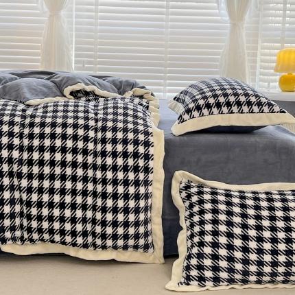 91家纺网 家纺一手货源 找家纺 （总）忆生活 2023秋冬新款宽边简约风牛奶绒四件套