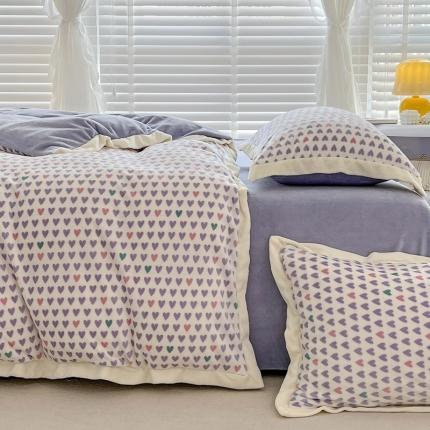 91家纺网 家纺一手货源 找家纺 （总）忆生活 2023秋冬新款宽边简约风牛奶绒四件套