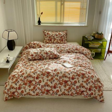 91家纺网 家纺一手货源 找家纺 窝米 2022秋季新品全棉13370花卉系列四件套 秘密花园