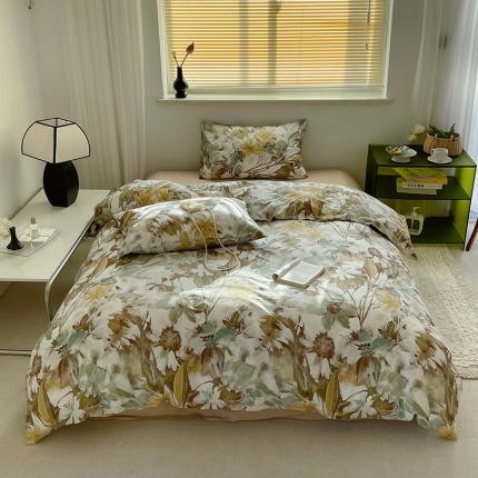 91家纺网 家纺一手货源 找家纺 窝米 2022秋季新品全棉13370花卉系列四件套 疏影