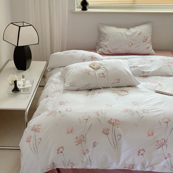 91家纺网 家纺一手货源 找家纺 窝米 2022秋季新品全棉13370花卉系列四件套 艾莎