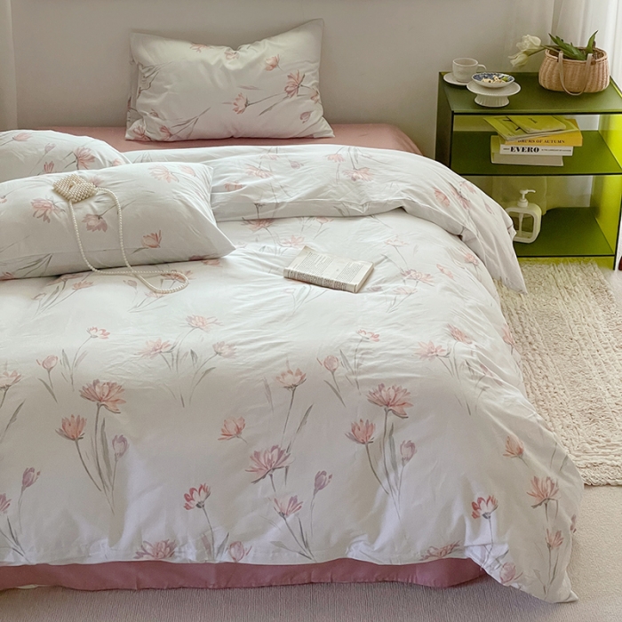 91家纺网 家纺一手货源 找家纺 窝米 2022秋季新品全棉13370花卉系列四件套 艾莎