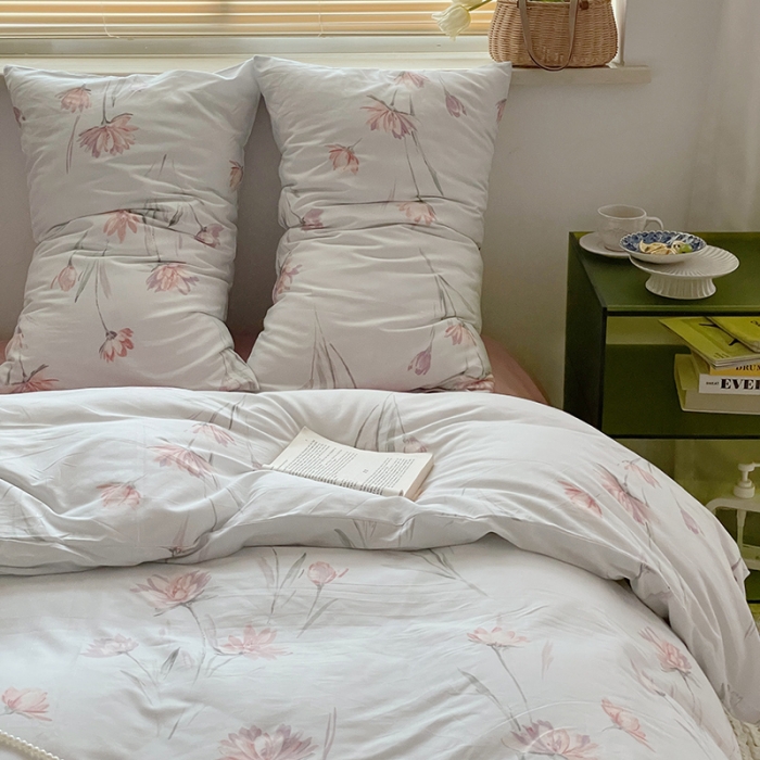 91家纺网 家纺一手货源 找家纺 窝米 2022秋季新品全棉13370花卉系列四件套 艾莎