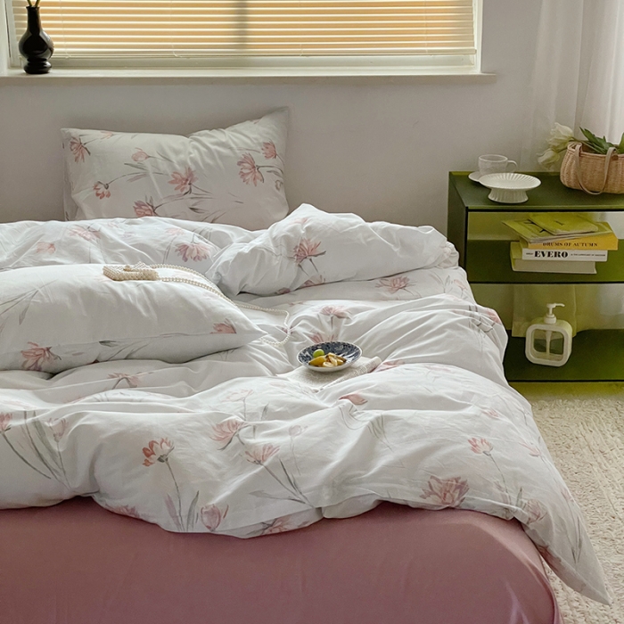 91家纺网 家纺一手货源 找家纺 窝米 2022秋季新品全棉13370花卉系列四件套 艾莎