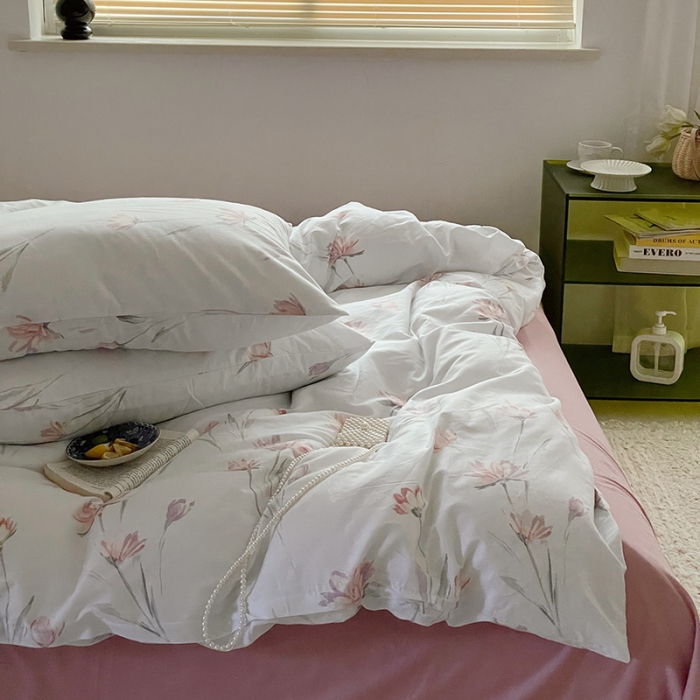91家纺网 家纺一手货源 找家纺 窝米 2022秋季新品全棉13370花卉系列四件套 艾莎