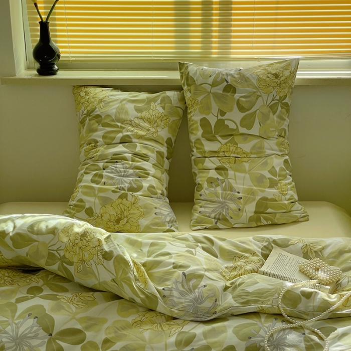 91家纺网 家纺一手货源 找家纺 窝米 2022秋季新品全棉13370花卉系列四件套 花漾