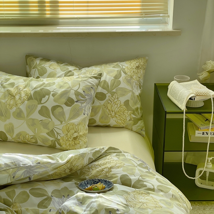 91家纺网 家纺一手货源 找家纺 窝米 2022秋季新品全棉13370花卉系列四件套 花漾