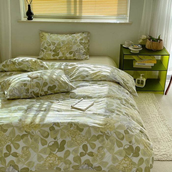 91家纺网 家纺一手货源 找家纺 窝米 2022秋季新品全棉13370花卉系列四件套 花漾