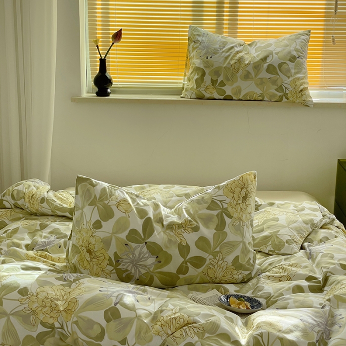 91家纺网 家纺一手货源 找家纺 窝米 2022秋季新品全棉13370花卉系列四件套 花漾