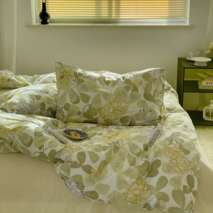 91家纺网 家纺一手货源 找家纺 窝米 2022秋季新品全棉13370花卉系列四件套 花漾