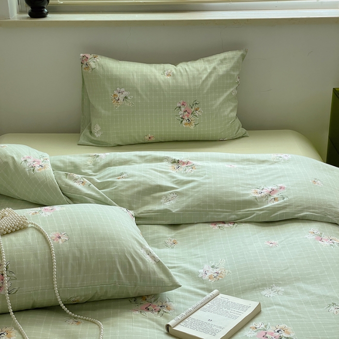 91家纺网 家纺一手货源 找家纺 窝米 2022秋季新品全棉13370花卉系列四件套 铃兰