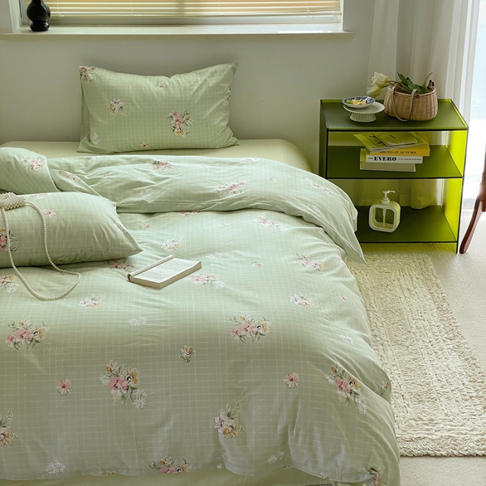 91家纺网 家纺一手货源 找家纺 窝米 2022秋季新品全棉13370花卉系列四件套 铃兰