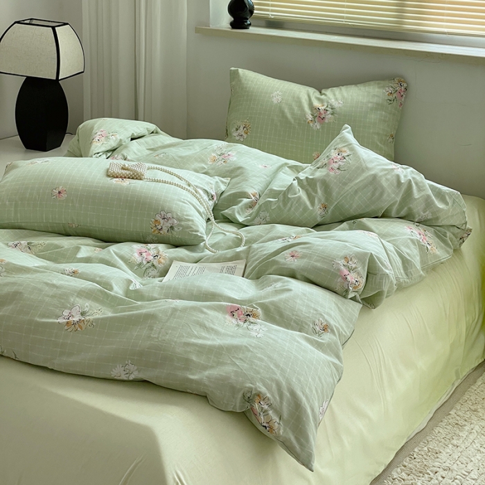 91家纺网 家纺一手货源 找家纺 窝米 2022秋季新品全棉13370花卉系列四件套 铃兰