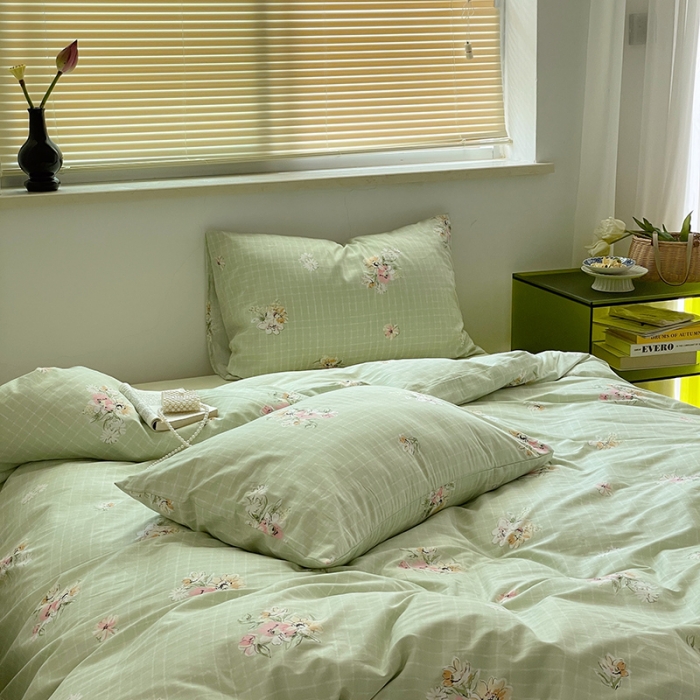 91家纺网 家纺一手货源 找家纺 窝米 2022秋季新品全棉13370花卉系列四件套 铃兰