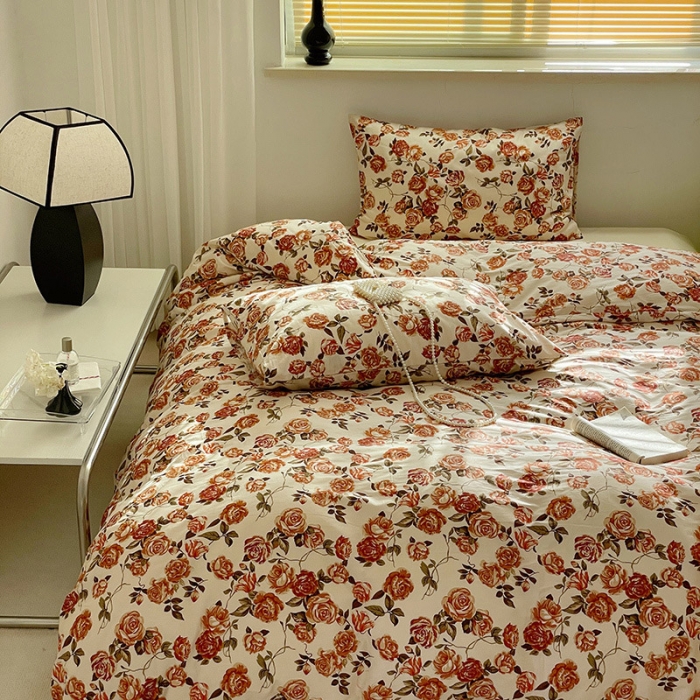 91家纺网 家纺一手货源 找家纺 窝米 2022秋季新品全棉13370花卉系列四件套 秘密花园