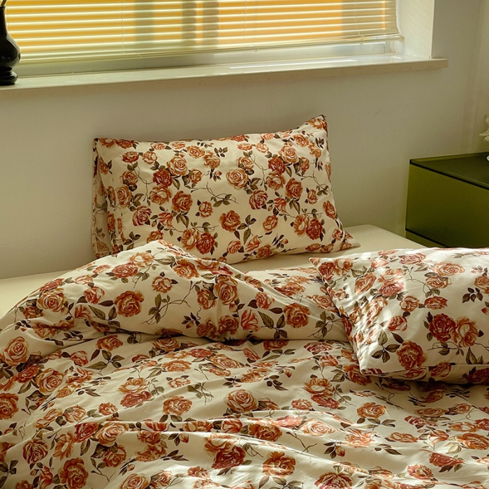 91家纺网 家纺一手货源 找家纺 窝米 2022秋季新品全棉13370花卉系列四件套 秘密花园