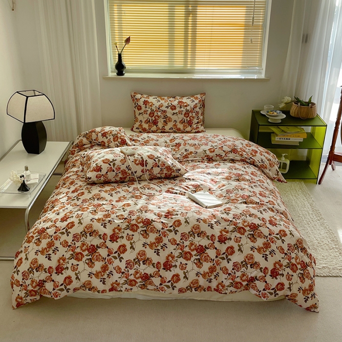 91家纺网 家纺一手货源 找家纺 窝米 2022秋季新品全棉13370花卉系列四件套 秘密花园