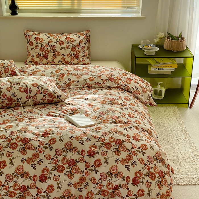 91家纺网 家纺一手货源 找家纺 窝米 2022秋季新品全棉13370花卉系列四件套 秘密花园