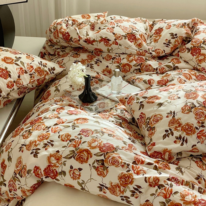 91家纺网 家纺一手货源 找家纺 窝米 2022秋季新品全棉13370花卉系列四件套 秘密花园