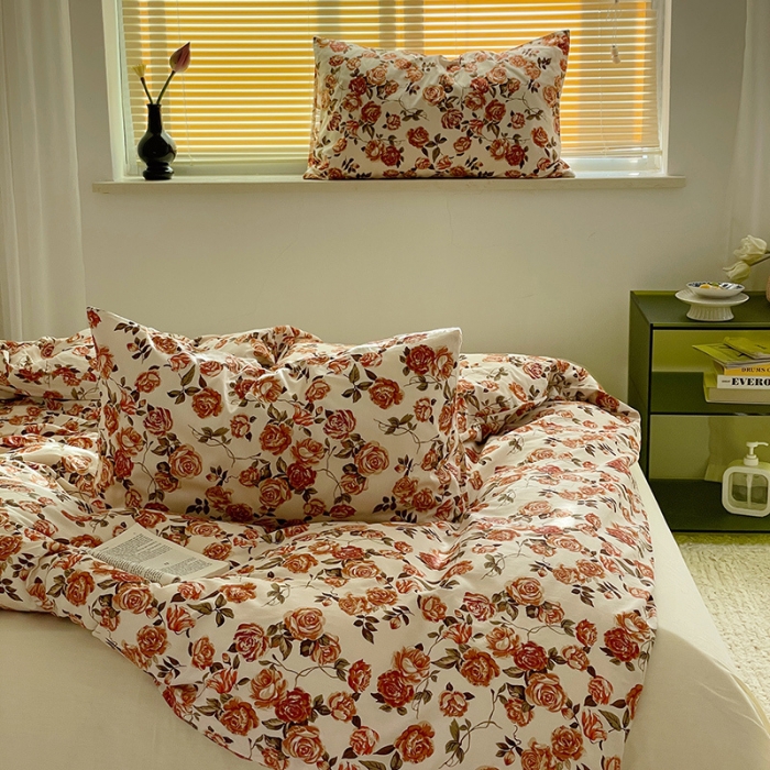 91家纺网 家纺一手货源 找家纺 窝米 2022秋季新品全棉13370花卉系列四件套 秘密花园