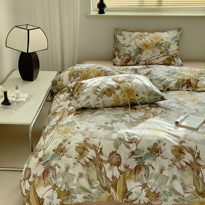 91家纺网 家纺一手货源 找家纺 窝米 2022秋季新品全棉13370花卉系列四件套 疏影