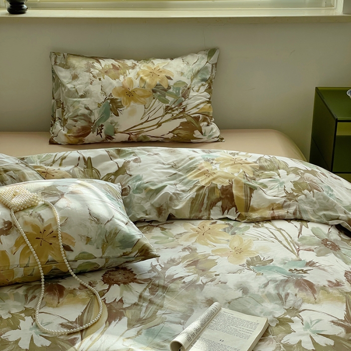 91家纺网 家纺一手货源 找家纺 窝米 2022秋季新品全棉13370花卉系列四件套 疏影